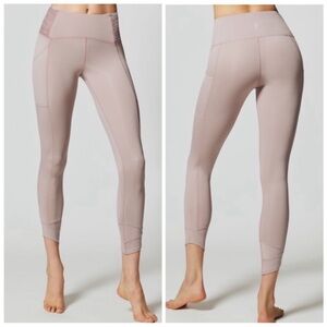 Free People Movement Wonderstruck Smoky Mink Velvet Crossed Strap Leggings Sz S